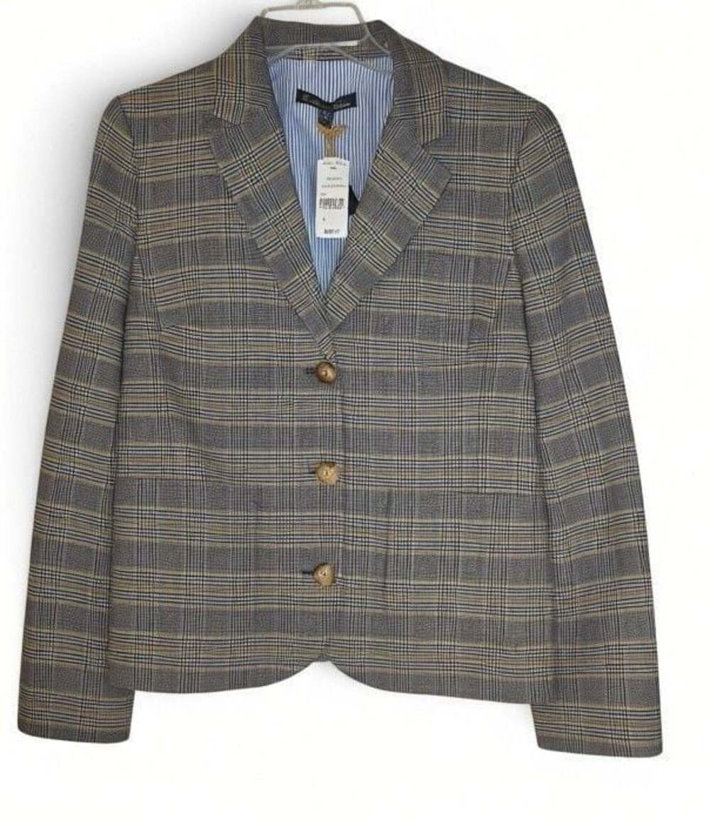 Brooks Brothers Plaid Three-Button Blazer Jacket Size 6